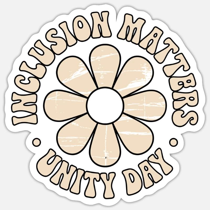 Message d’inclusion Fleurs rétro - Sticker taille S (10 x 10 cm) - blanc mat