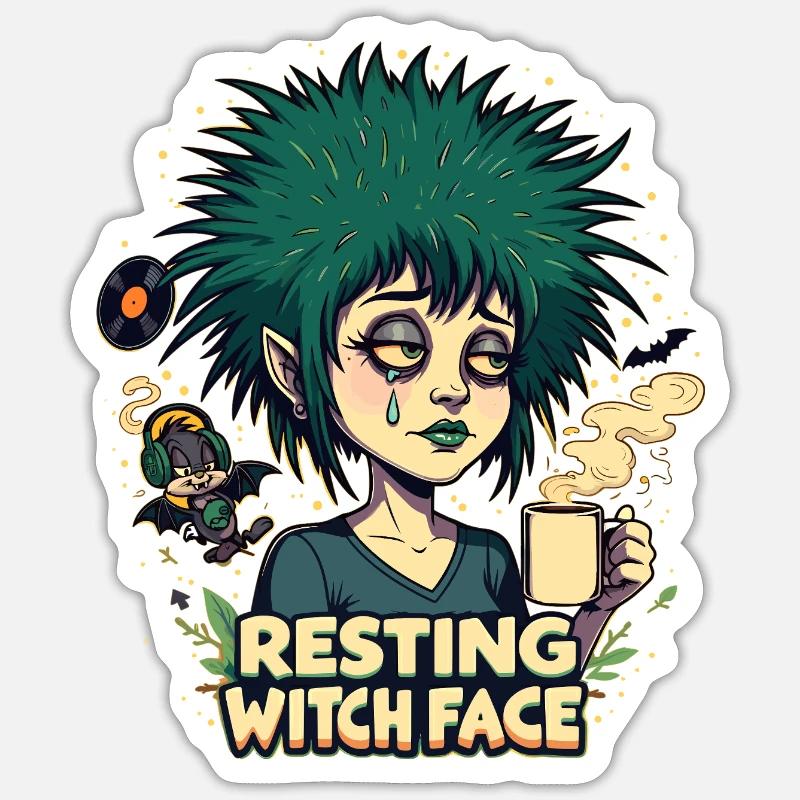 Ruhendes Hexengesicht - Sticker Größe S (10 x 10 cm) - Mattweiß