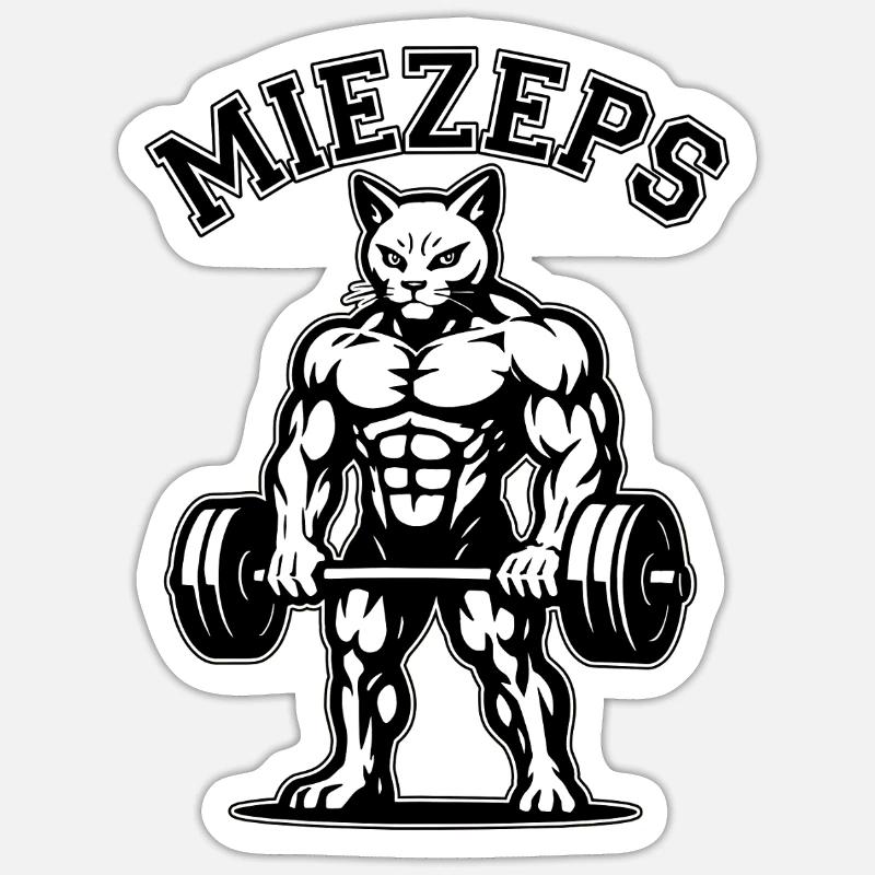 Kitty - Muscles endoloris - Chat - Dire - Sticker taille S (10 x 10 cm) - blanc mat