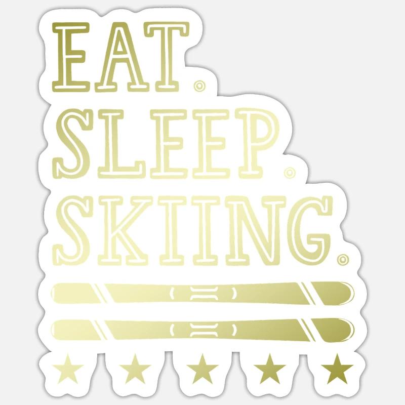 eat sleep skiing - Sticker Größe S (10 x 10 cm) - Mattweiß