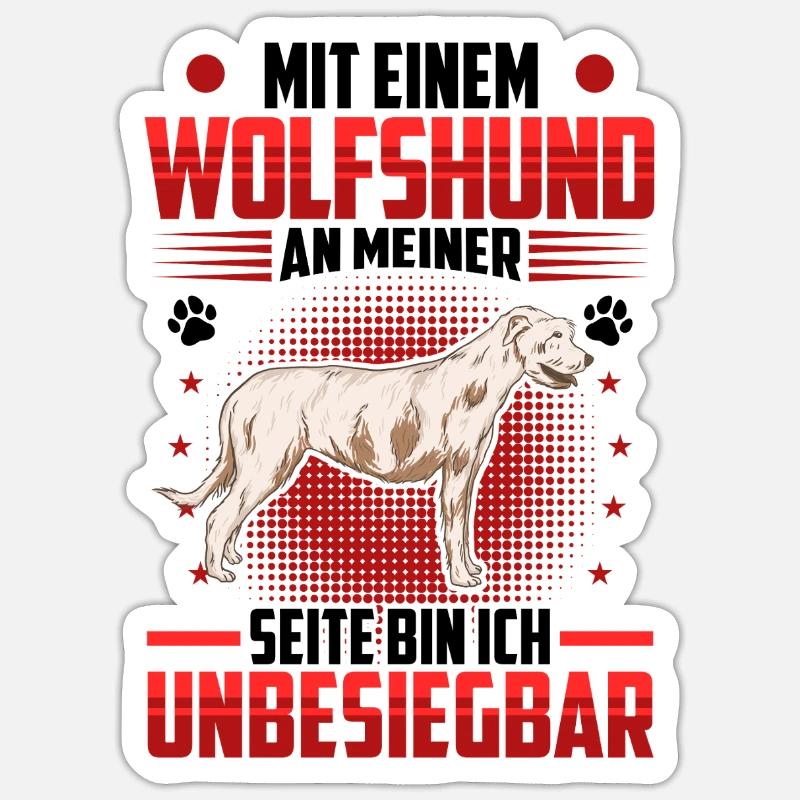Irish Wolfhound est imbattable - Sticker taille S (10 x 10 cm) - blanc mat