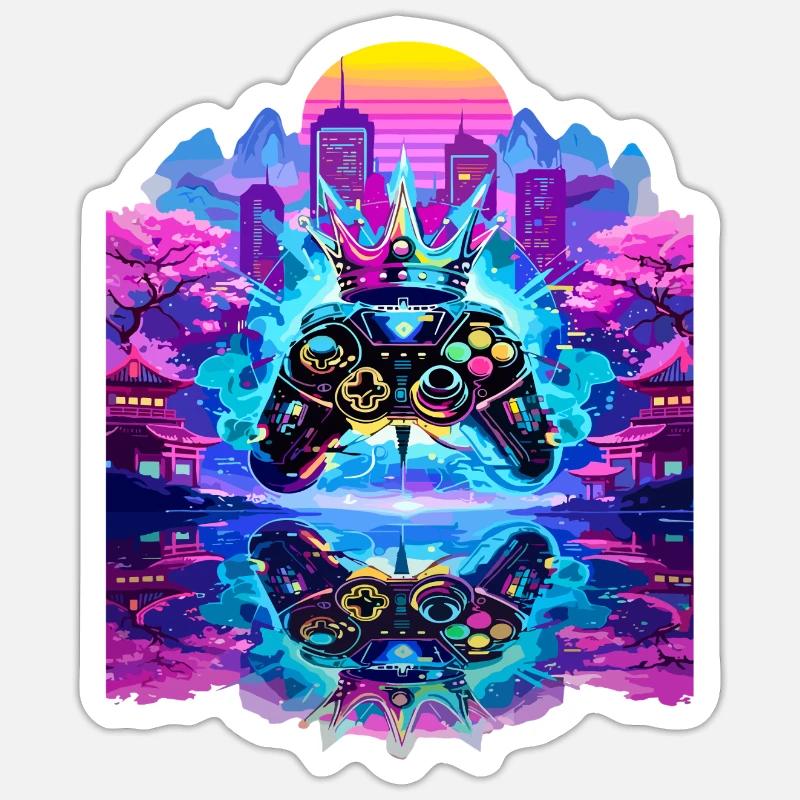 Gaming King Controller mit Spiegelung - Sticker Größe S (10 x 10 cm) - Mattweiß