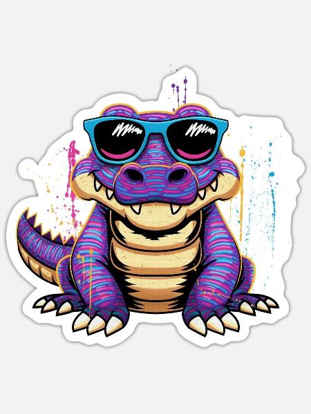 Krokodil Kaiman Alligator Echsen Reptil Krokodil  - Sticker Größe S (10 x 10 cm) - Mattweiß