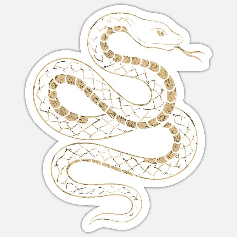 Golden Snake Net Pattern - Sticker size S (10 x 10 cm) - white matte