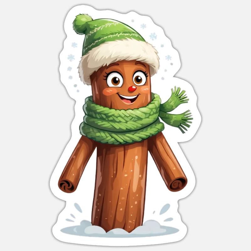 Winterbaumstumpf mit Schal - Sticker Größe S (10 x 10 cm) - Mattweiß