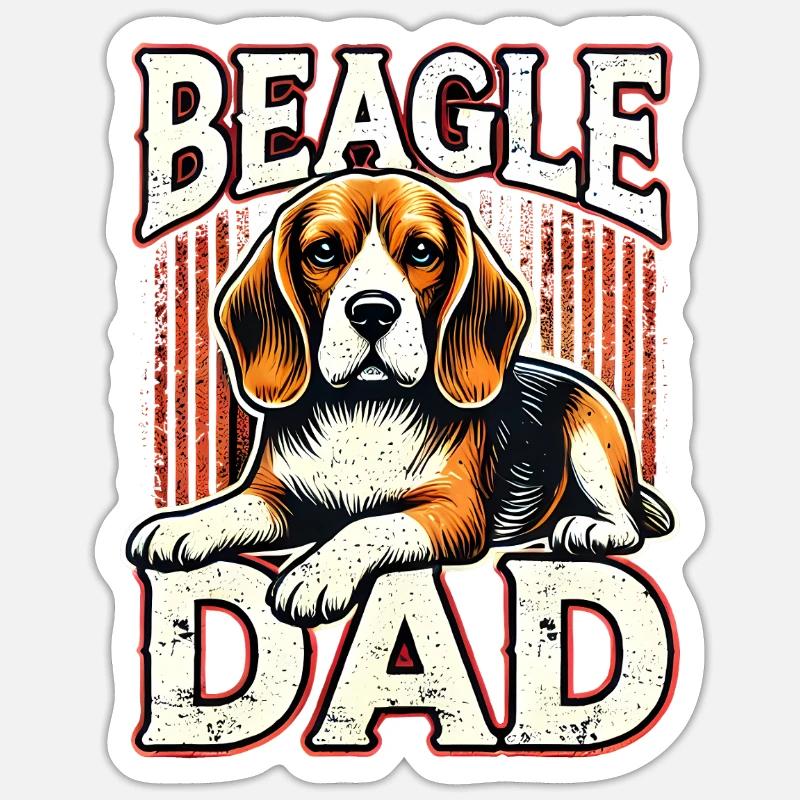 Beagle Dad Graphic - Sticker size S (10 x 10 cm) - white matte