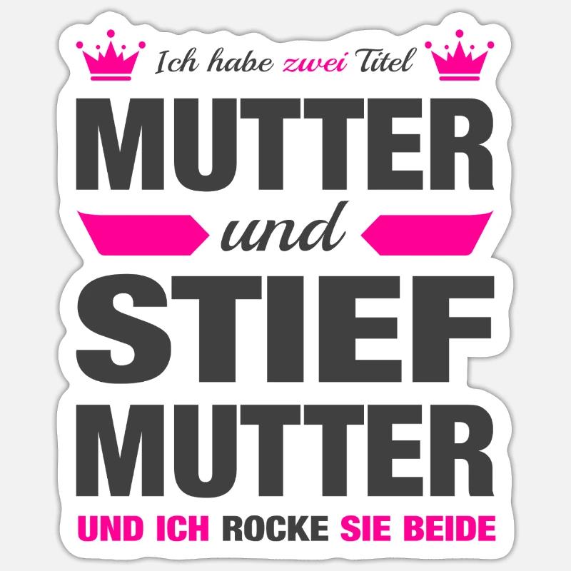 Stiefmutter Stiefmama Mama Muttertag Geschenk - Sticker Größe S (10 x 10 cm) - Mattweiß