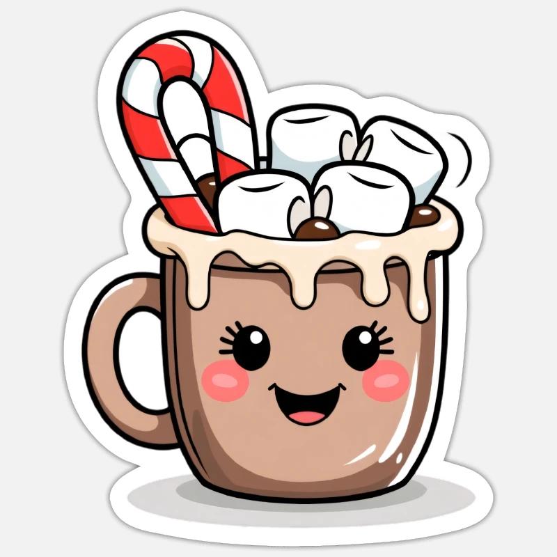 Cuddly Cocoa Mug with Marshmallows - Sticker size S (10 x 10 cm) - white matte