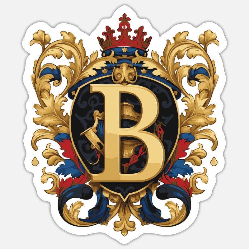 B Buchstabe Name Krone Sticker Größe S (10 x 10 cm)