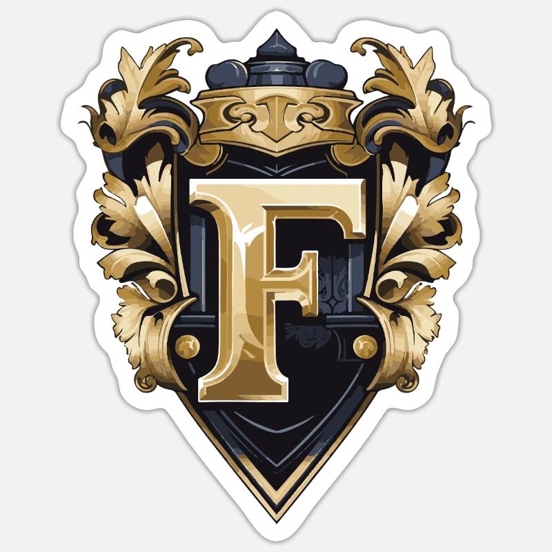 F Buchstabe Name Krone - Sticker Größe S (10 x 10 cm) - Mattweiß