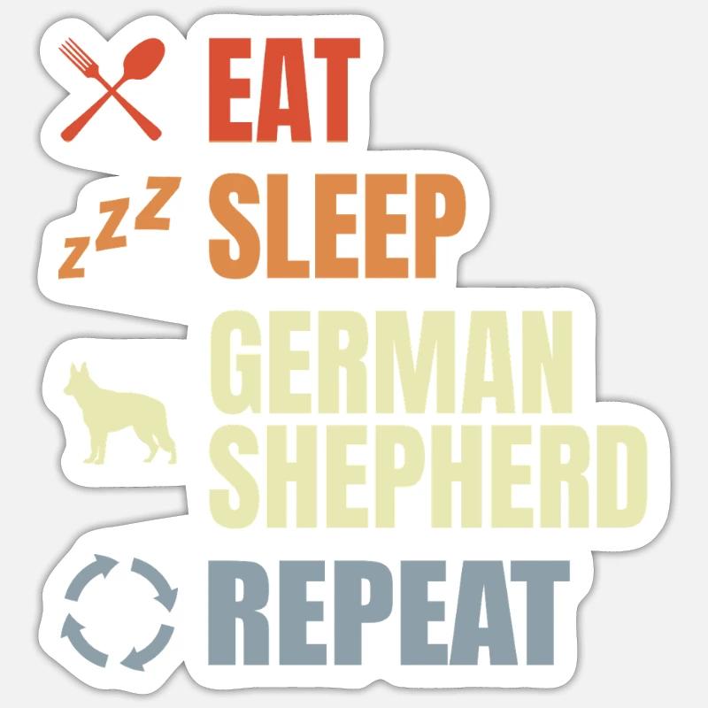 Schäferhund Routine - Sticker Größe S (10 x 10 cm) - Mattweiß