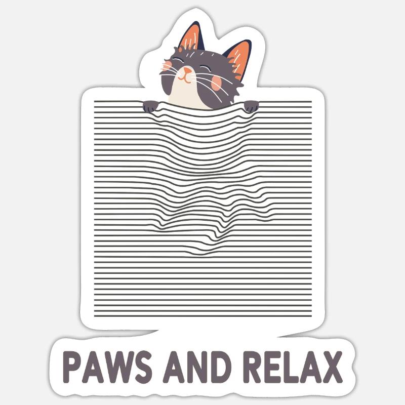 Curious Cat – Funny Optical Line Art - Sticker size S (10 x 10 cm) - white matte