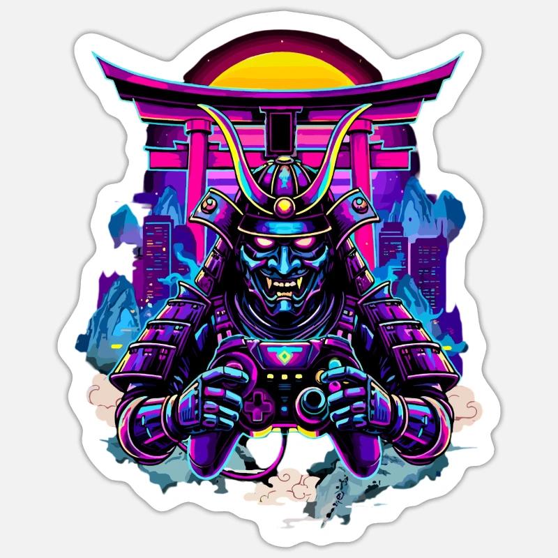 Samurai Mask gaming controller Sythwave gaming Sticker size S (10 x 10 cm)