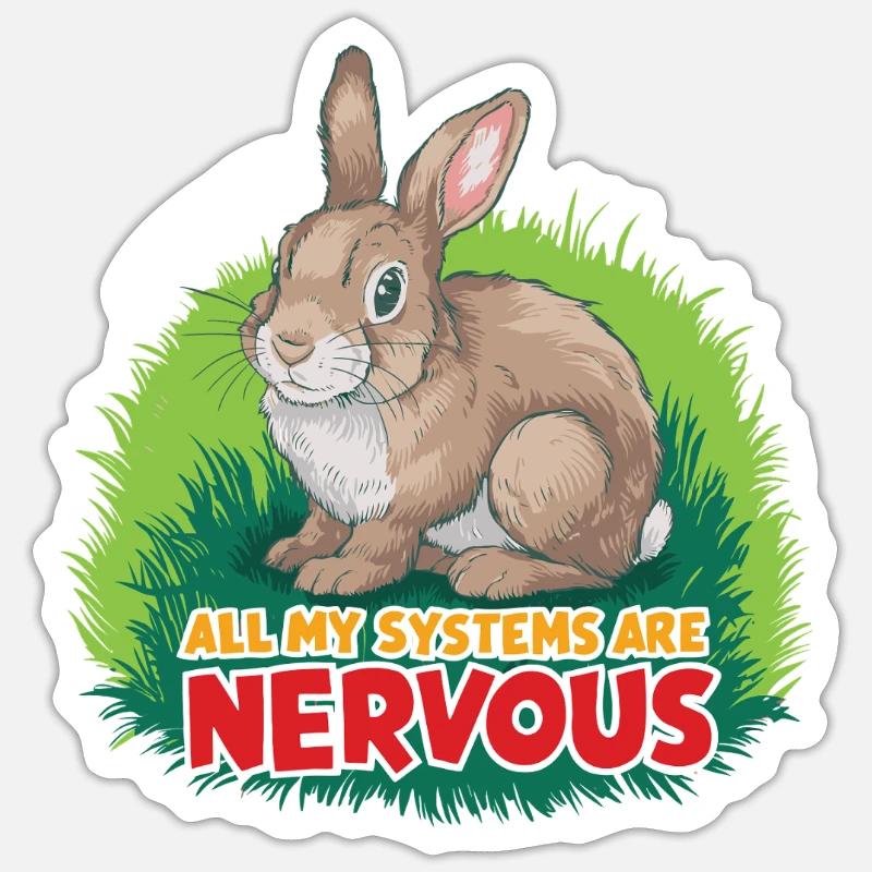 Nervöses Kaninchen: System-Witz - Sticker Größe S (10 x 10 cm) - Mattweiß