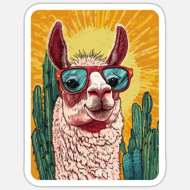 lama - Sticker taille S (10 x 10 cm) - blanc mat