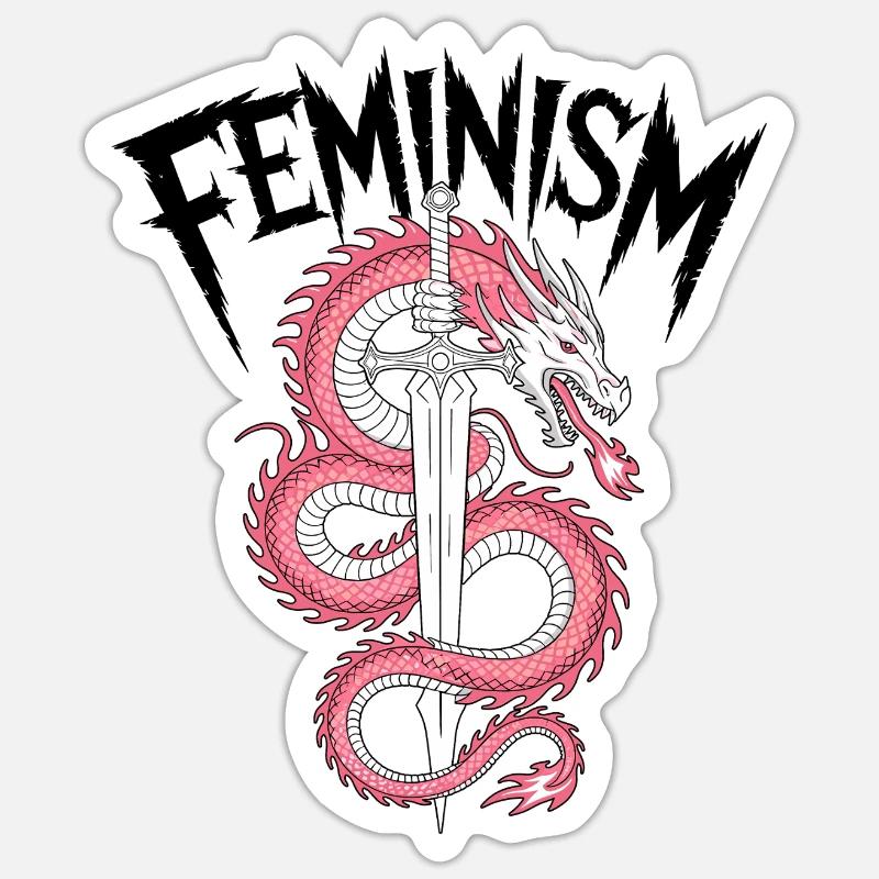 Lame du dragon Feu rose - Sticker taille S (10 x 10 cm) - blanc mat