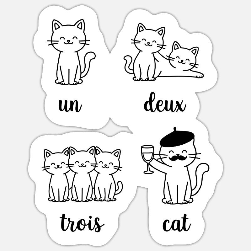 Cat Group Pun Pattern - Sticker size S (10 x 10 cm) - white matte