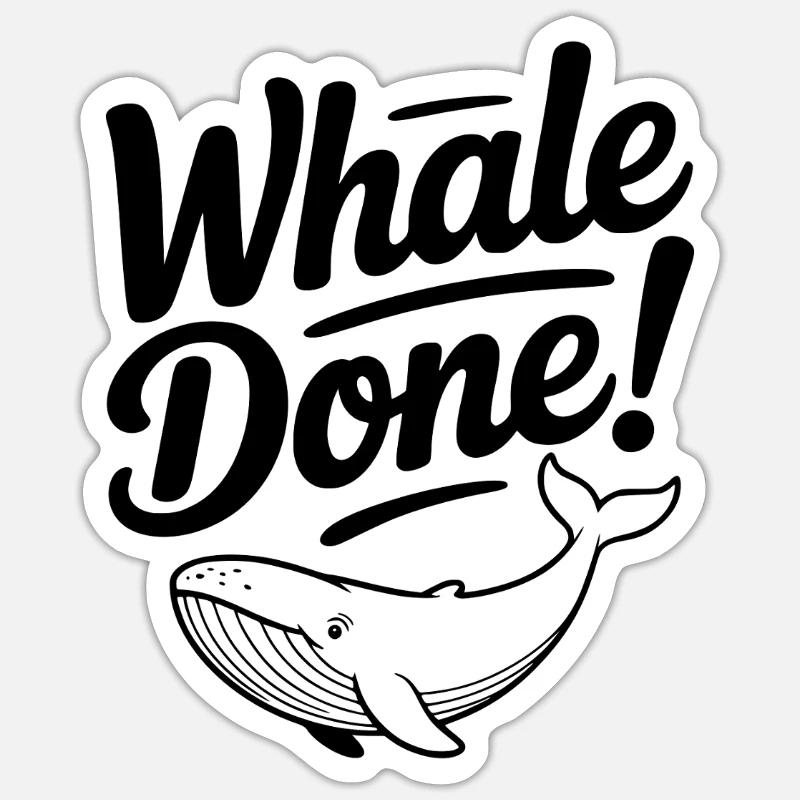 Baleine terminée ! - Sticker taille S (10 x 10 cm) - blanc mat