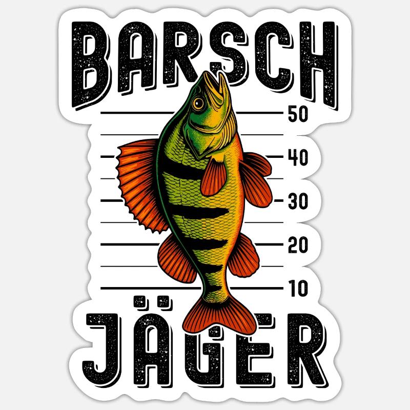 Barsch Jäger Barschangler Barsch Barsche angeln - Sticker Größe S (10 x 10 cm) - Mattweiß