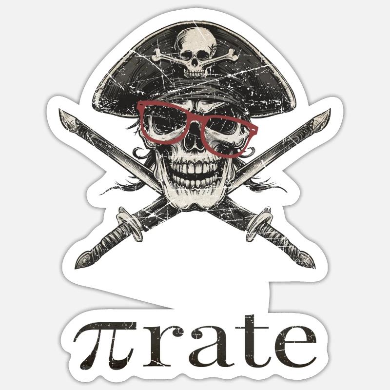 Pirate nerd avec des lunettes - Sticker taille S (10 x 10 cm) - blanc mat
