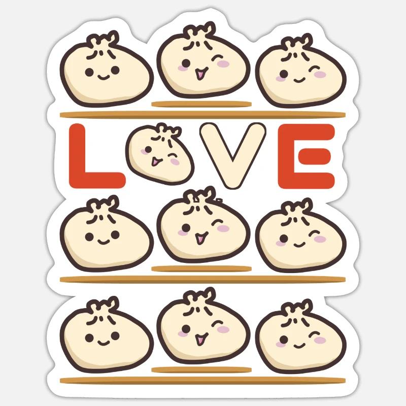 Dumpling Love Muster  - Sticker Größe S (10 x 10 cm) - Mattweiß