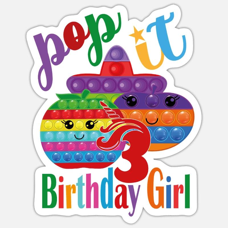pop-it Geburtstagskind 3 - Sticker Größe S (10 x 10 cm) - Mattweiß