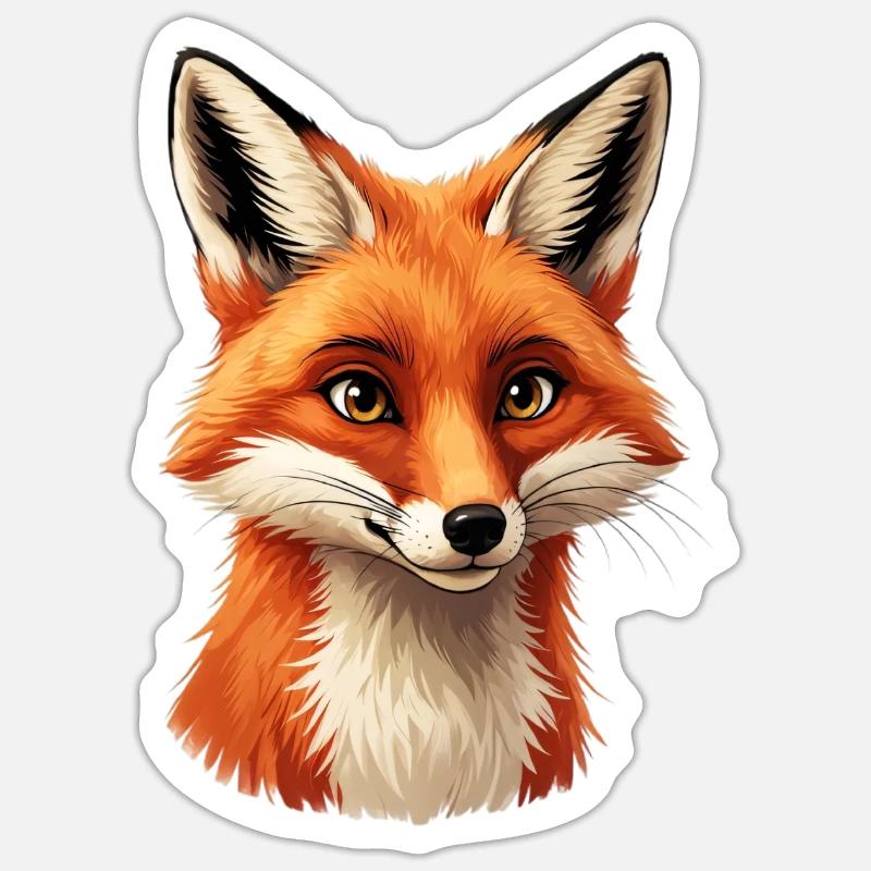 Warming fox head illustration - Sticker size S (10 x 10 cm) - white matte