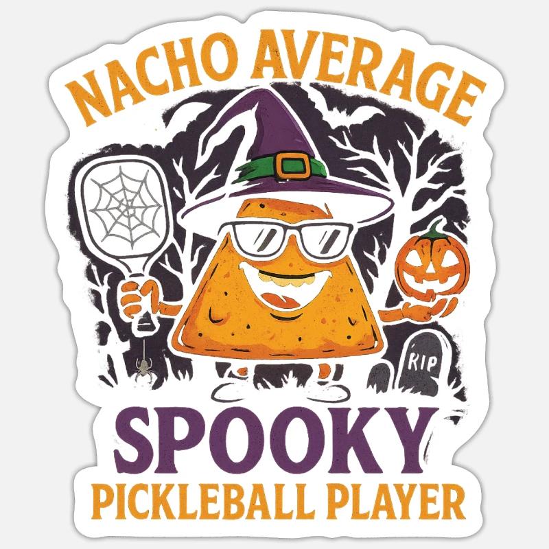 Nacho Average Spooky Pickleball Design - Sticker Größe S (10 x 10 cm) - Mattweiß