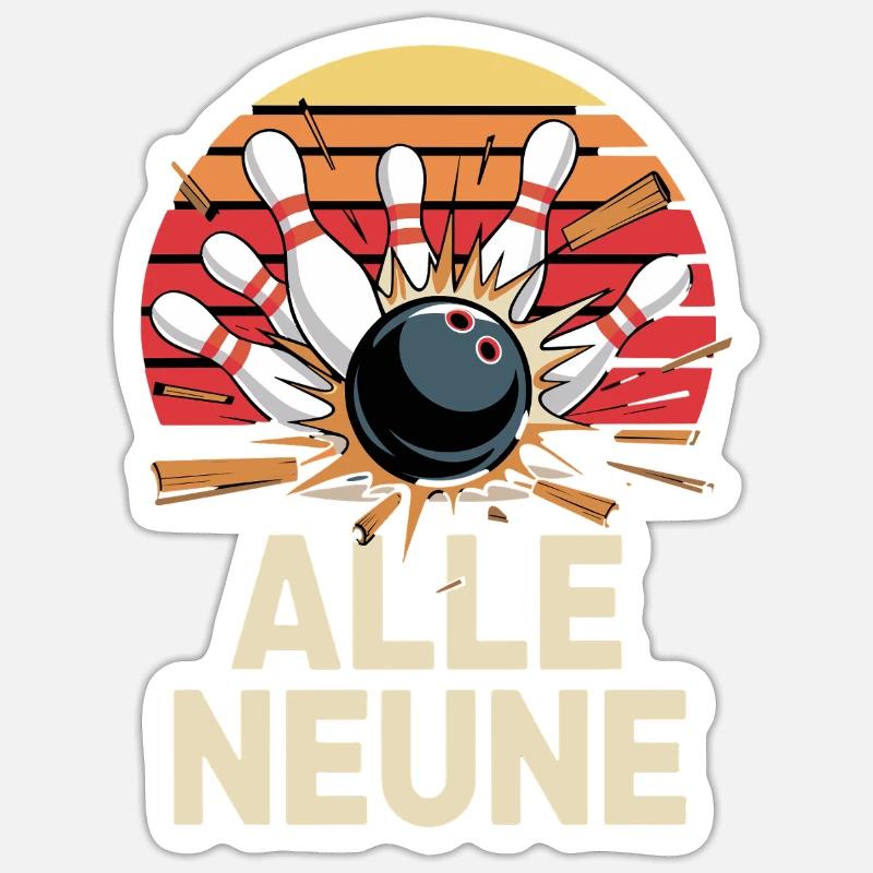 Conception des neuf coups de bowling Sticker taille S (10 x 10 cm)