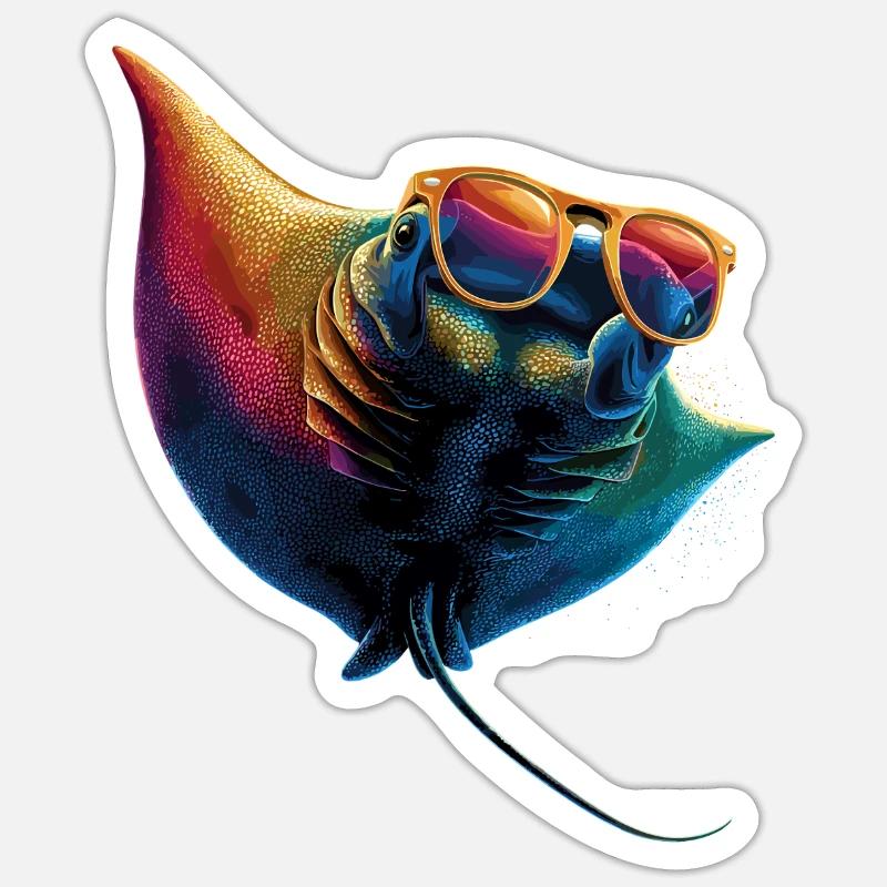 Manta Ray, Devil Ray, Stingray, Diver Sticker size S (10 x 10 cm)