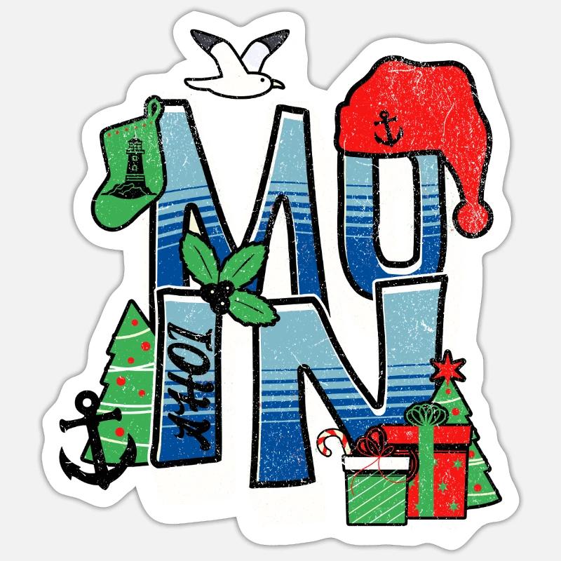 Moin Maritime - Noël - Sticker taille S (10 x 10 cm) - blanc mat