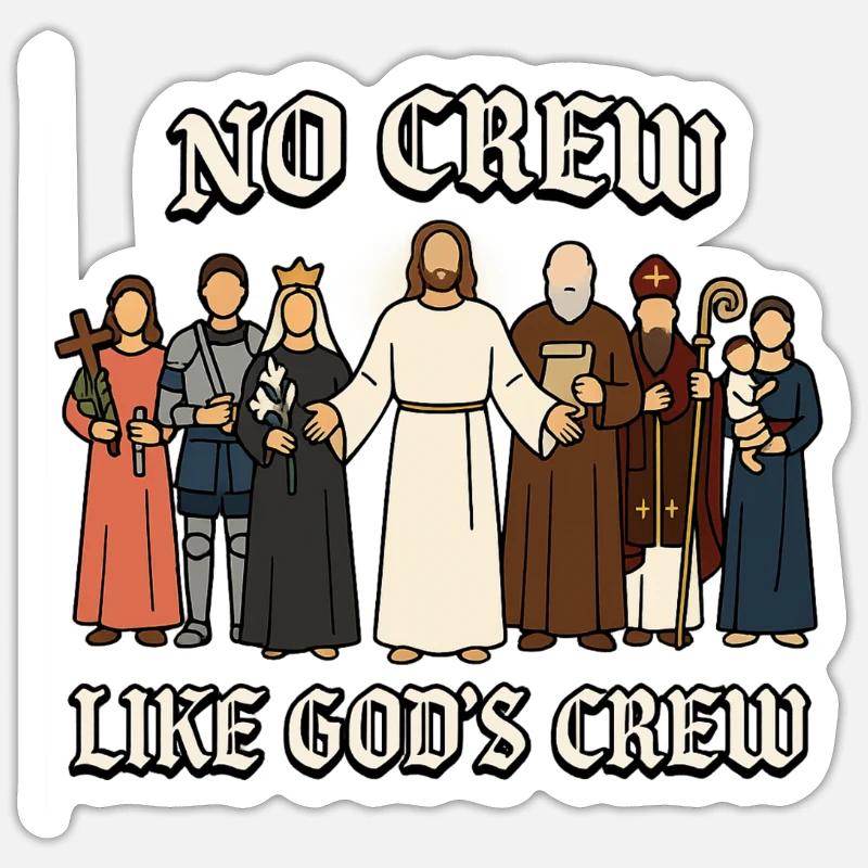 Équipage du Dieu catholique - Jésus-Christ - Sticker taille S (10 x 10 cm) - blanc mat