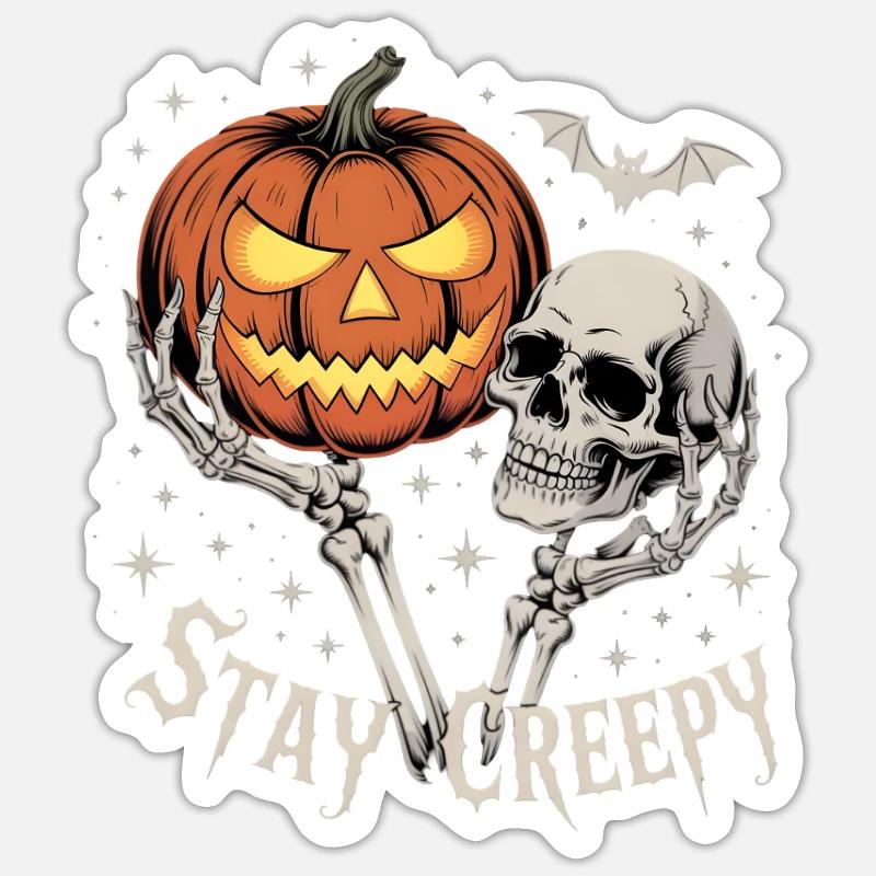 Restez effrayant, restez effrayant Thème d’Halloween - Sticker taille S (10 x 10 cm) - blanc mat
