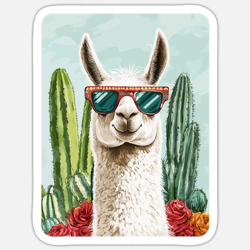 lama - Sticker taille S (10 x 10 cm) - blanc mat