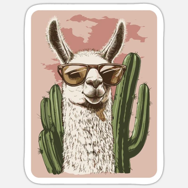 lama - Sticker taille S (10 x 10 cm) - blanc mat