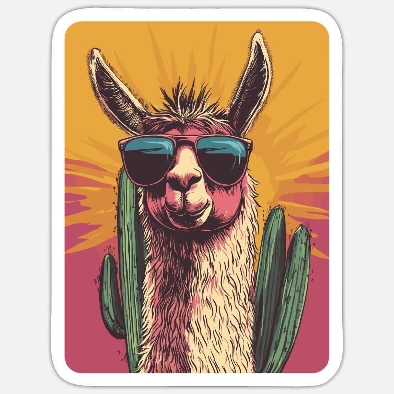 lama - Sticker taille S (10 x 10 cm) - blanc mat