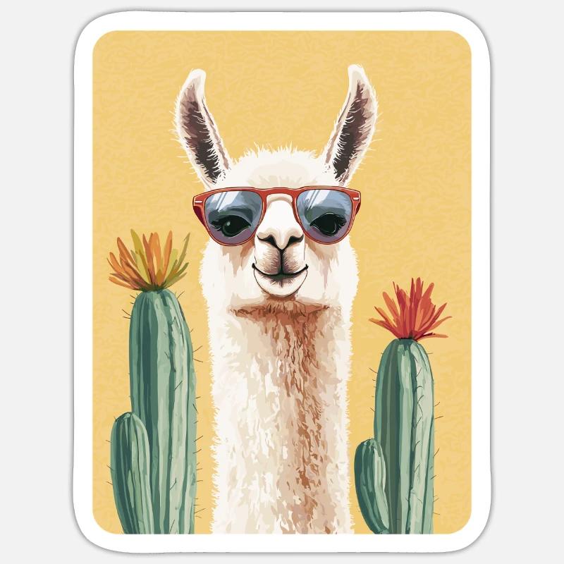 lama - Sticker taille S (10 x 10 cm) - blanc mat