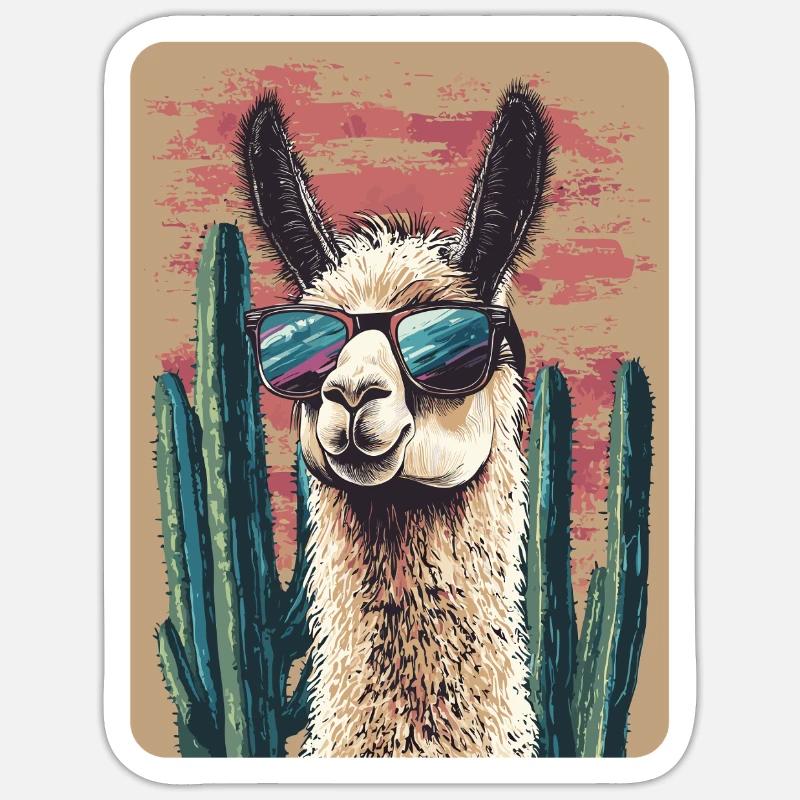 lama - Sticker taille S (10 x 10 cm) - blanc mat