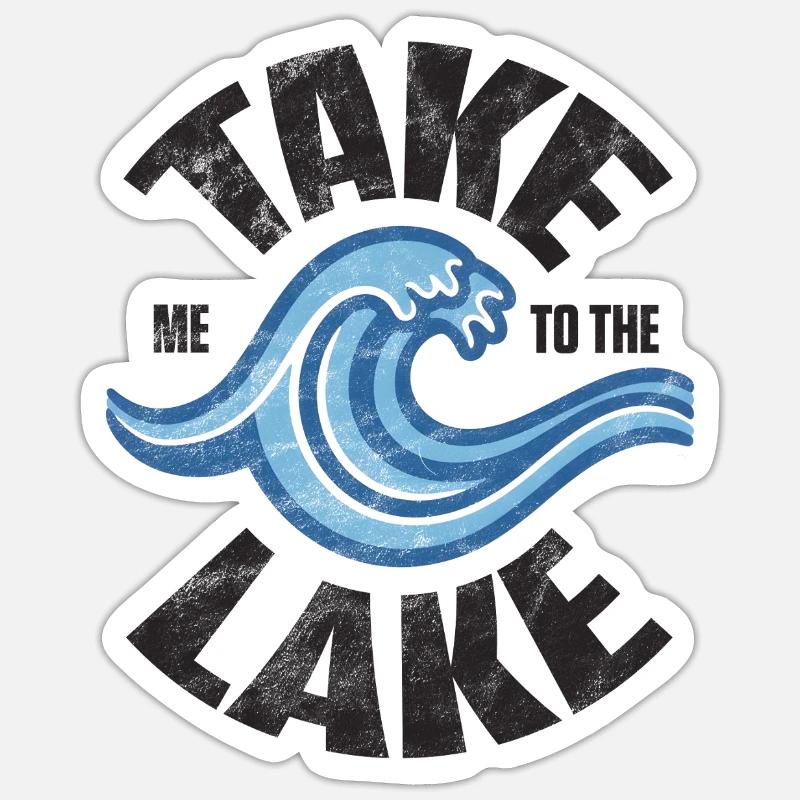 Emmenez-moi au lac - Retro Welle - Sticker taille S (10 x 10 cm) - blanc mat