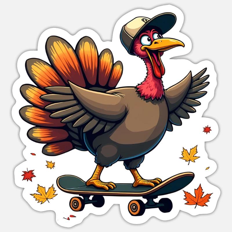 Dinde de Thanksgiving les gars - Sticker taille S (10 x 10 cm) - blanc mat
