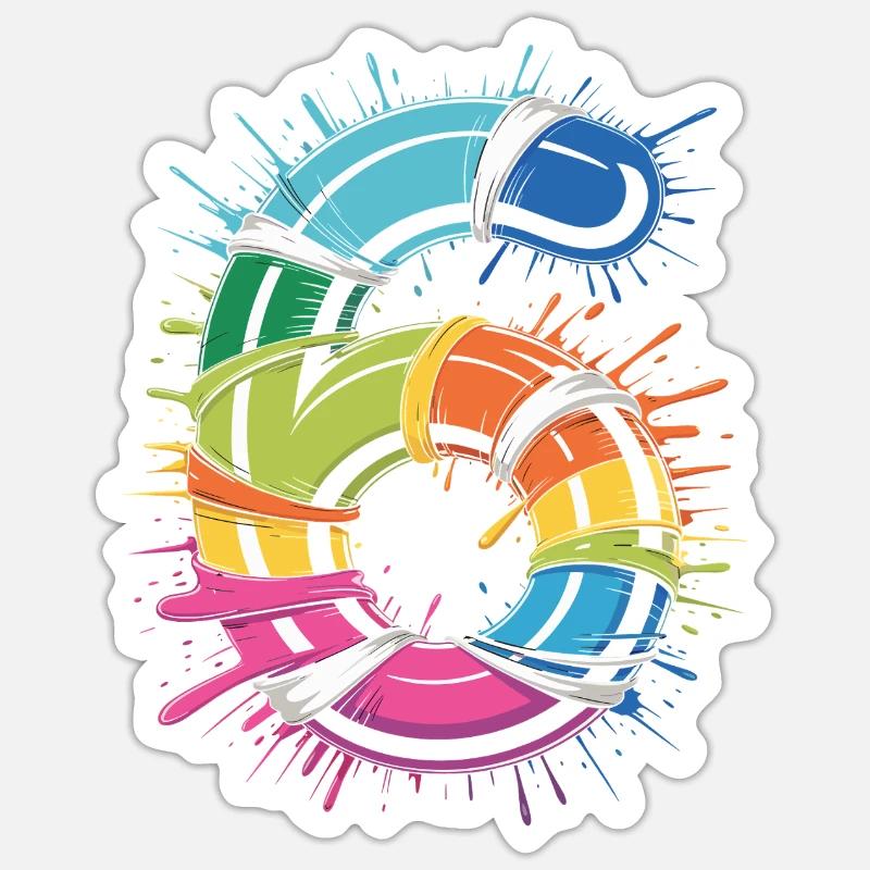 Regenbogen Rettungsring Splash - Sticker Größe S (10 x 10 cm) - Mattweiß