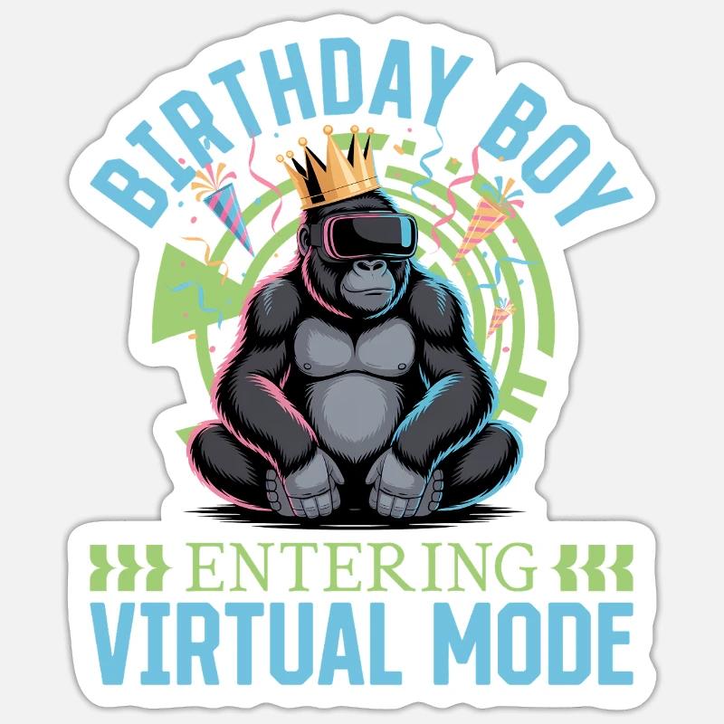 Anniversaire Gamer VR - Sticker taille S (10 x 10 cm) - blanc mat