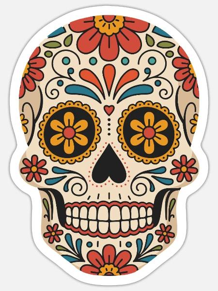 Cinco De Mayo Schädelsymbol Feier - Sticker Größe S (10 x 10 cm) - Mattweiß