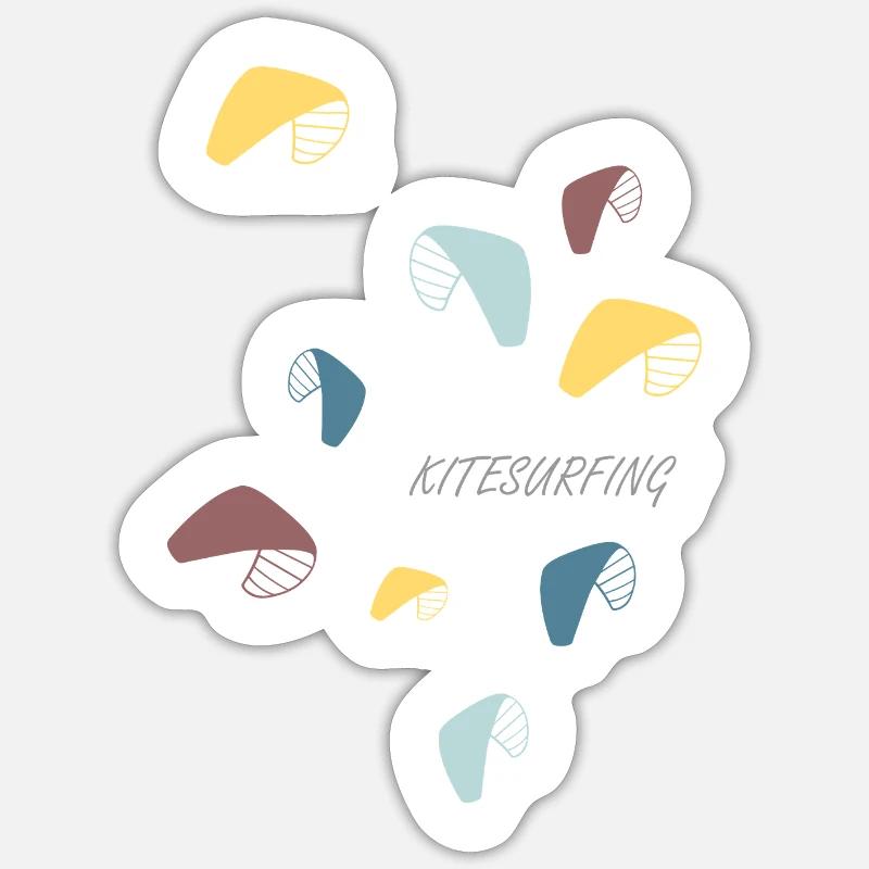 Kitesurfing Pastel Pattern Sticker size S (10 x 10 cm)