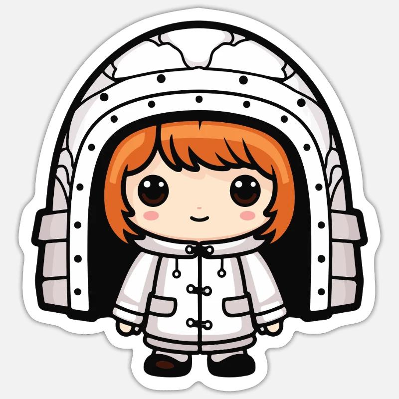 Winter Eskimo Igloo Comic Sticker size S (10 x 10 cm)