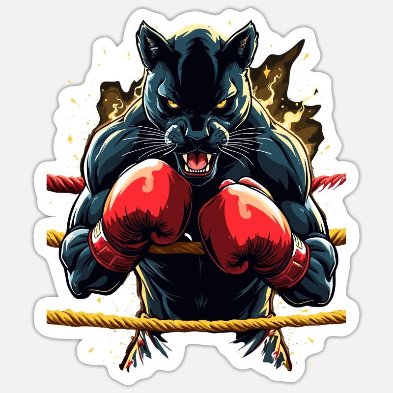 Kampfpanther im Boxring Sticker Größe S (10 x 10 cm)
