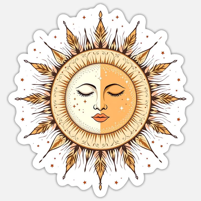 Boho Sonne - Sticker Größe S (10 x 10 cm) - Mattweiß