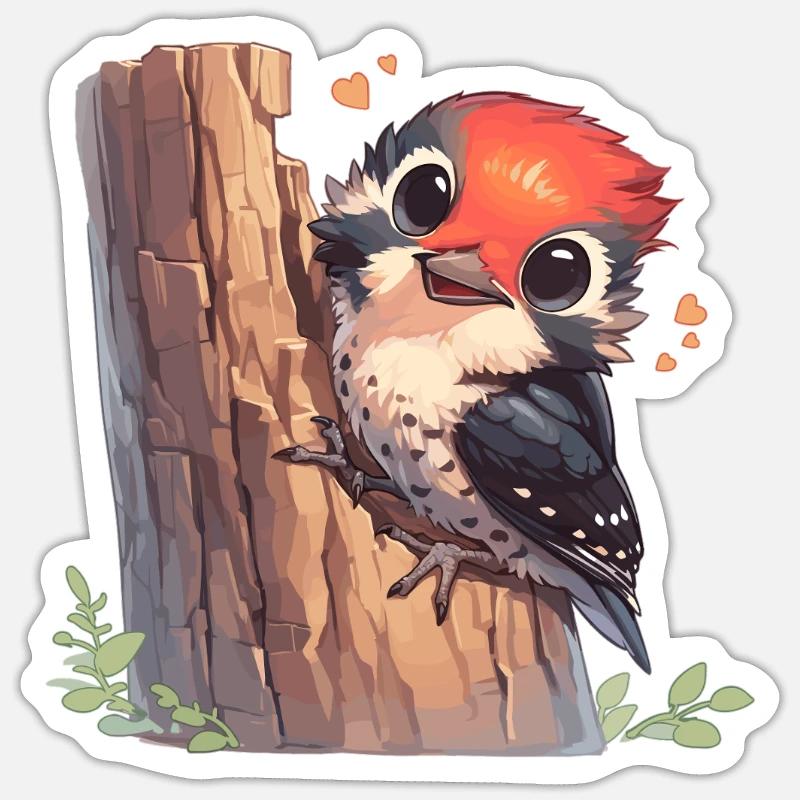 Spechte Specht - Sticker Größe S (10 x 10 cm) - Mattweiß