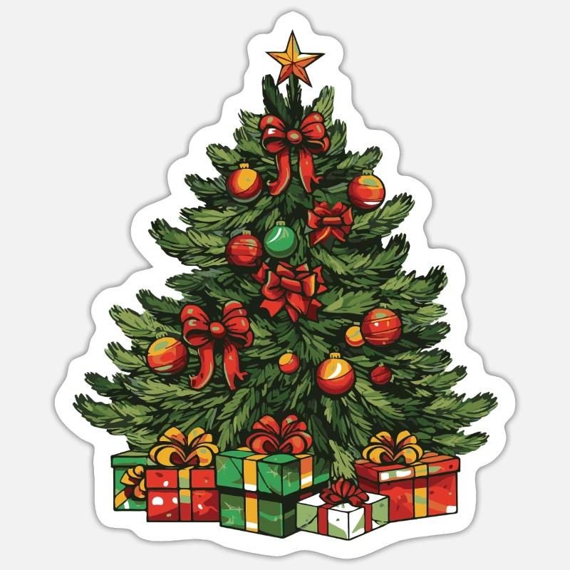 Sapin Noël - Sticker taille S (10 x 10 cm) - blanc mat