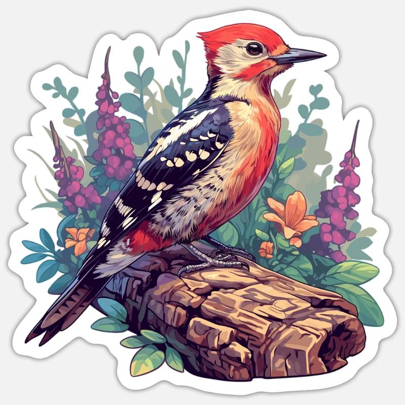 Spechte Specht - Sticker Größe S (10 x 10 cm) - Mattweiß